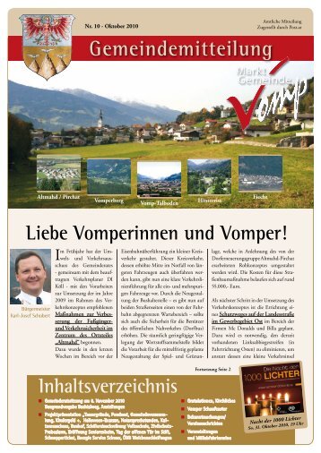 Gemeindemitteilung Oktober 2010 - Gemeinde Vomp - Land Tirol