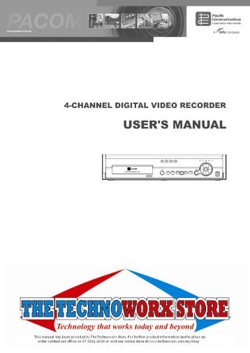 Pacom PDR-4LXH DVR User Manual - The Technoworx Store