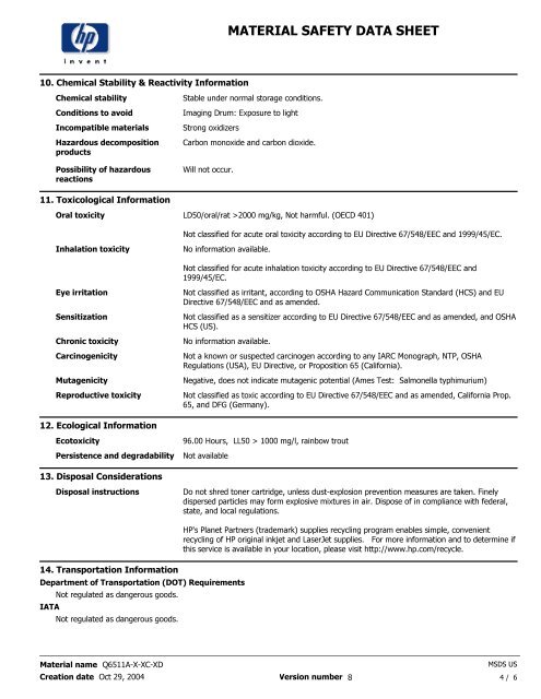 MATERIAL SAFETY DATA SHEET