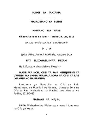 Read - bunge .parliament.go. tz