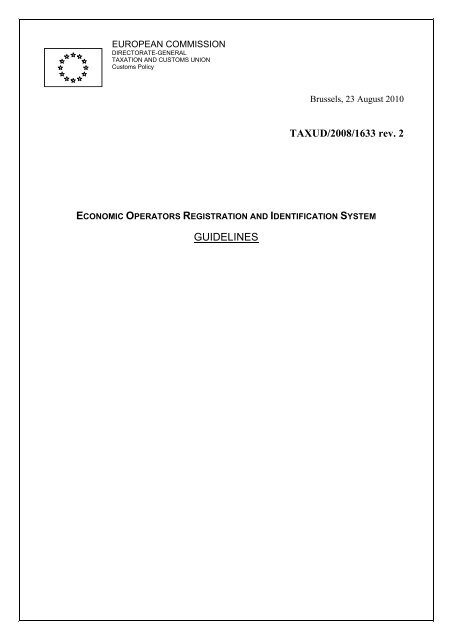 EORI Guidelines - European Commission - Europa