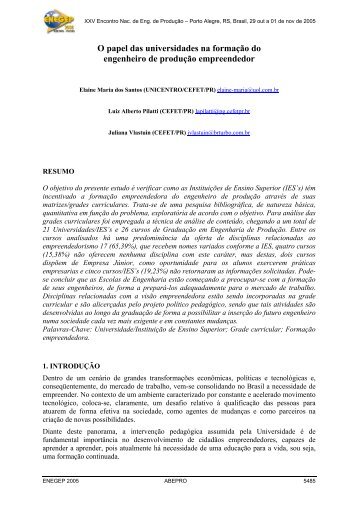 O papel das universidades na formaÃ§Ã£o do engenheiro de ... - UTFPR