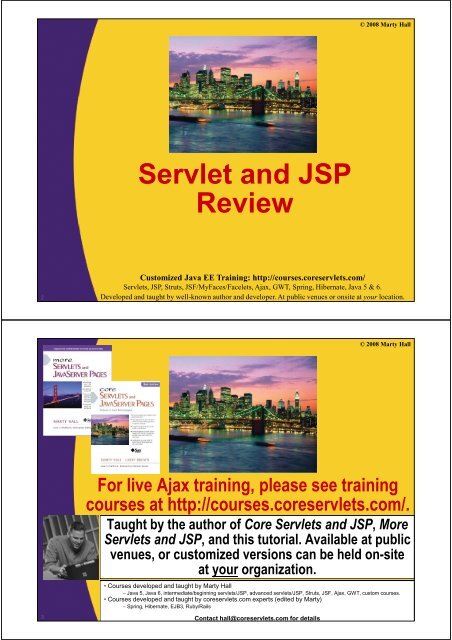 0A-Servlet+JSP-Revie.. - Custom Training Courses - Coreservlets.com