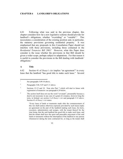 Consultation Paper on the General Law of the Landlord and Tenant