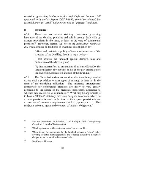 Consultation Paper on the General Law of the Landlord and Tenant