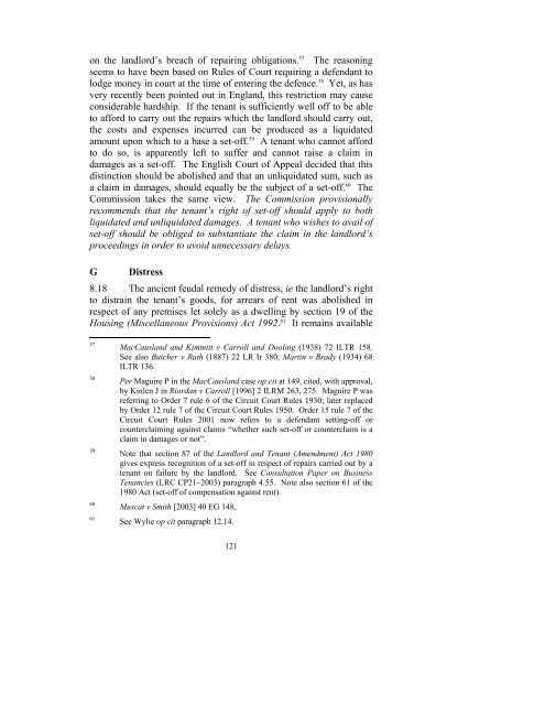 Consultation Paper on the General Law of the Landlord and Tenant