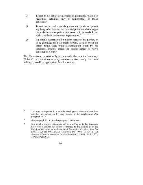 Consultation Paper on the General Law of the Landlord and Tenant