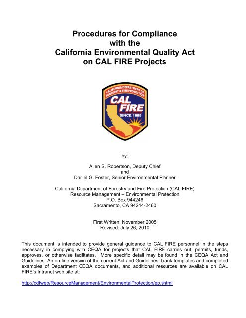Procedures for Compliance with the California - Cal Fire