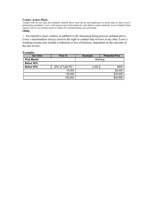 LOWE'S CANADA VENDOR COMPLIANCE POLICY - LowesLink