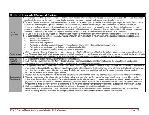 PART I - Department of Behavioral Health and Developmental ...