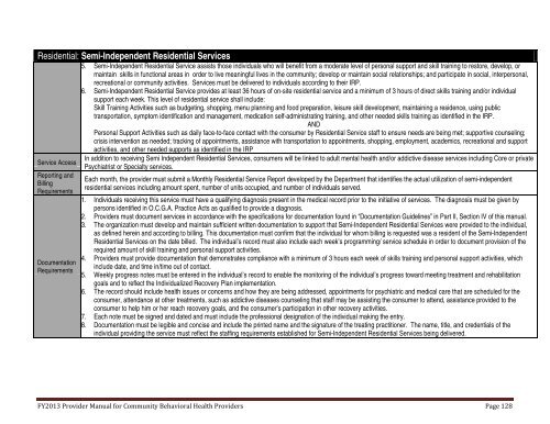 PART I - Department of Behavioral Health and Developmental ...