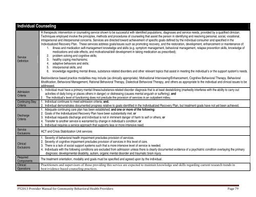 PART I - Department of Behavioral Health and Developmental ...