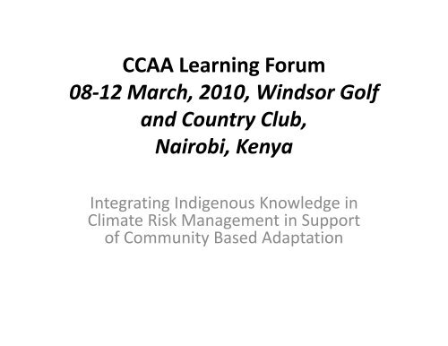 Background Presentation: Kenya - ICPAC - Africa Adapt