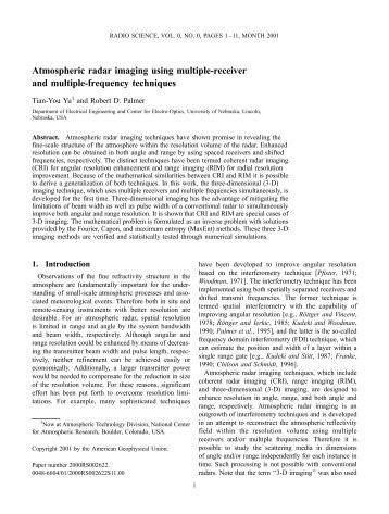 Atmospheric radar imaging using multiple-receiver and multiple ...