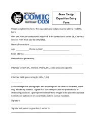 Game Design Exposition Entry Form - Wildcat Comic Con