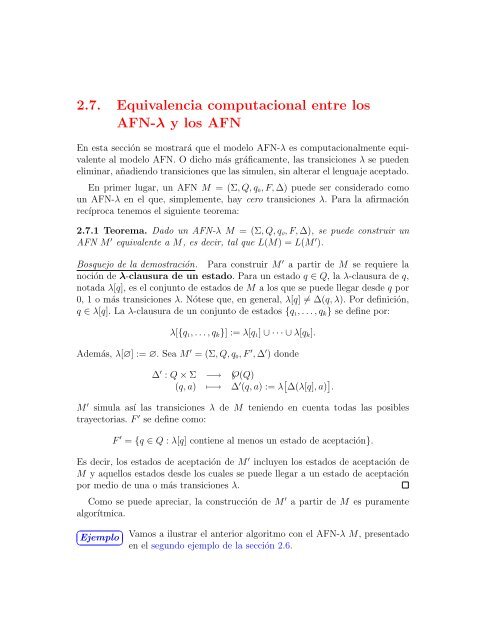 2.7. Equivalencia computacional entre los AFN-Î» y los ... - UN Virtual