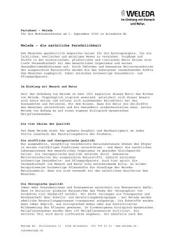 Factsheet NeubauerÃƒÂ¶ffnung - Weleda