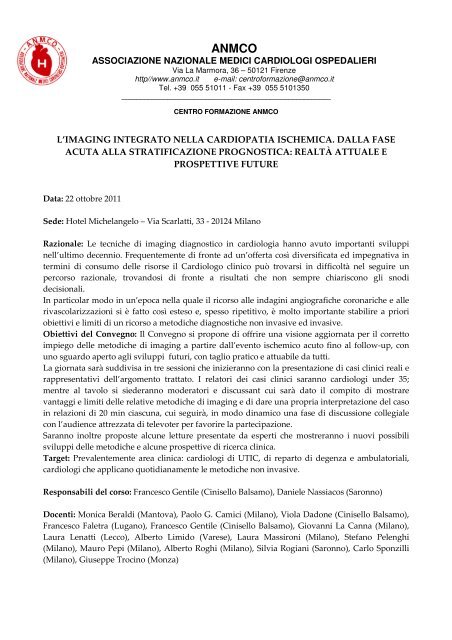 L'imaging integrato nella cardiopatia ischemica. Dalla fase ... - Anmco