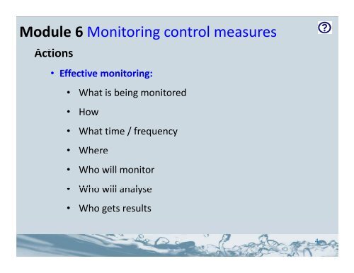 Define monitoring of the control measures