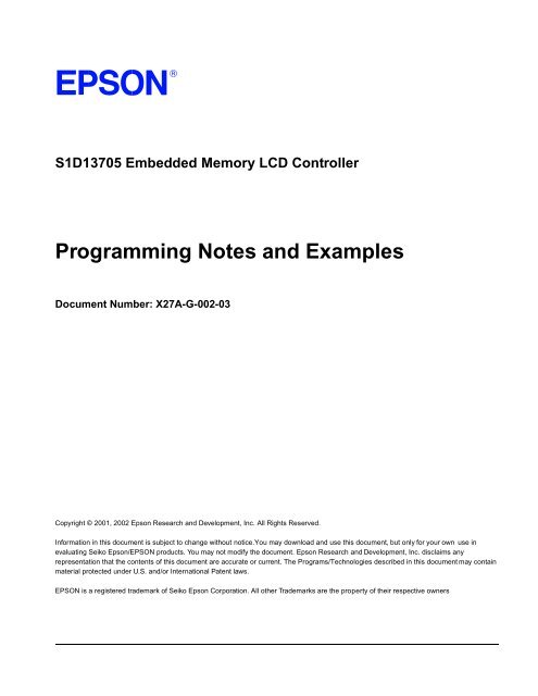 Programming Notes and Examples