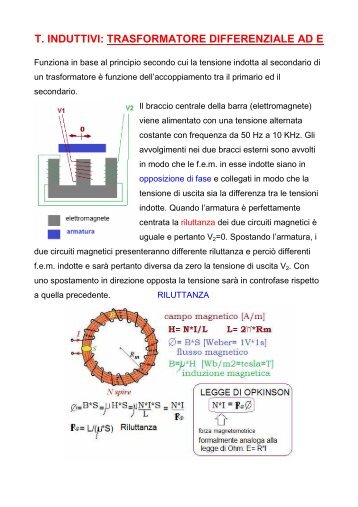 T. INDUTTIVI: TRASFORMATORE DIFFERENZIALE AD E - Vfioraso.it