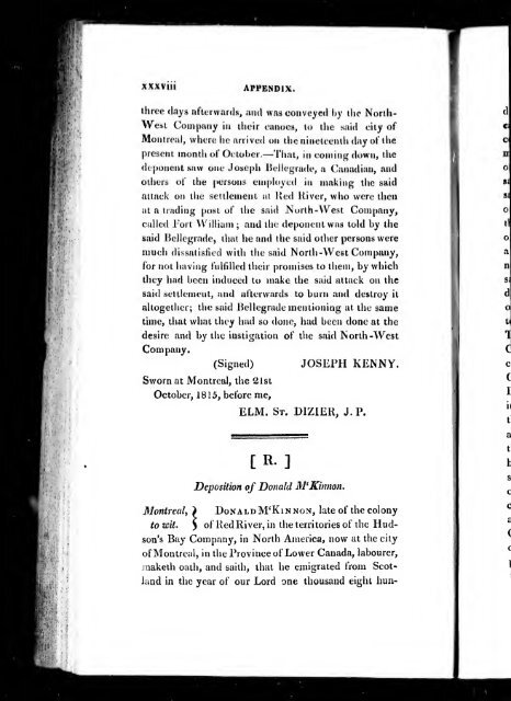 Statement respecting the Earl of Selkirk's Settlement of Kildonan ...