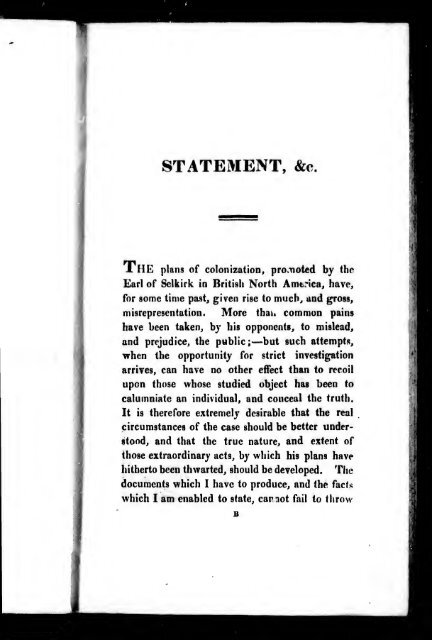 Statement respecting the Earl of Selkirk's Settlement of Kildonan ...