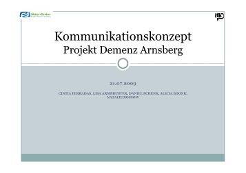 Kommunikationskonzept Arnsberg - Projekt Demenz Arnsberg