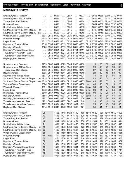 Mondays to Fridays - Arriva