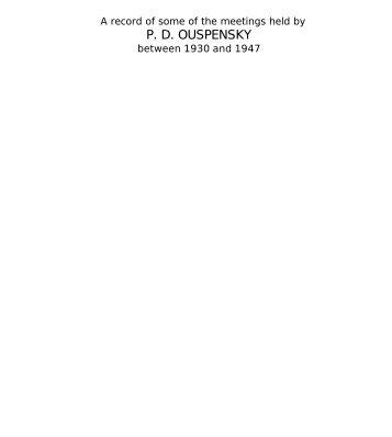 A Record of Meetings held by P.D. Ouspensky - HolyBooks.com