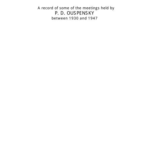 A Record of Meetings held by P.D. Ouspensky - HolyBooks.com