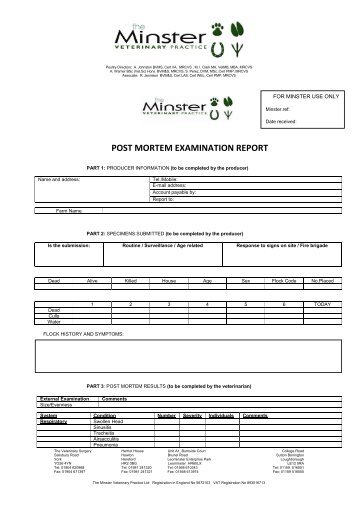 Post Mortem Form 2013 (pdf) - Minster Vets