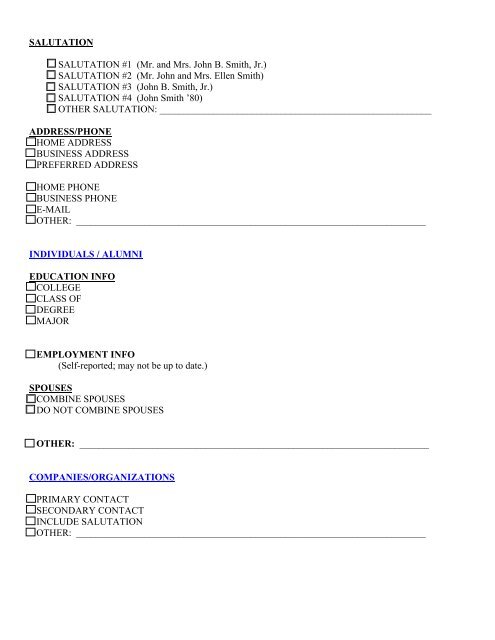 Mailing List & Data Request Form