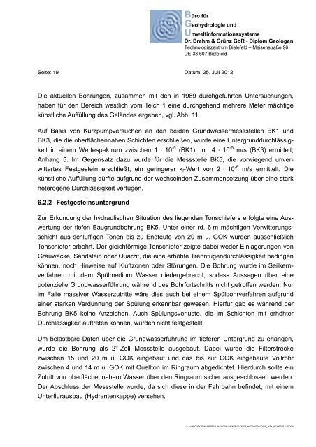 01 Hydrogeologische Stellungnahme zu den ... - Stadt Wuppertal