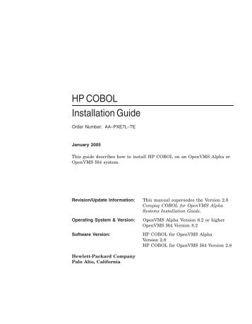 HP COBOL Installation Guide - OpenVMS Systems - HP