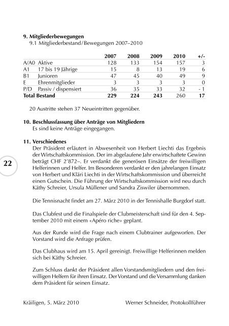 CLUB-INFO 2010 - Tennis Club Utzenstorf