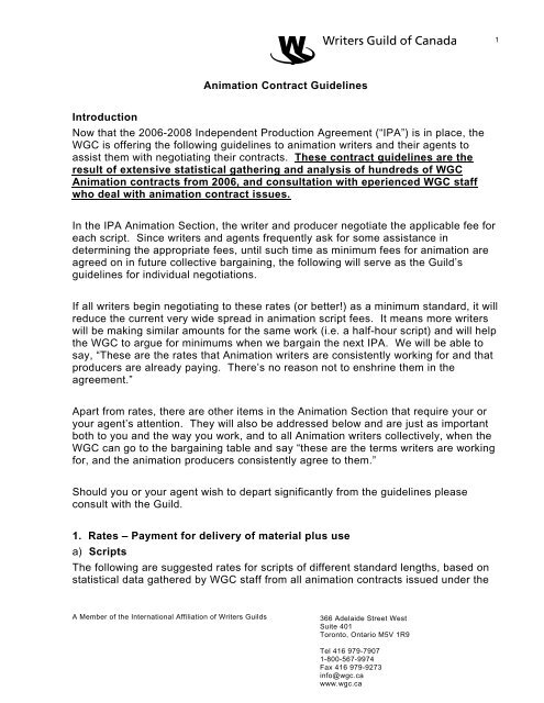 Animation Contract Guidelines Introduction Now that the 2006-2008 ...