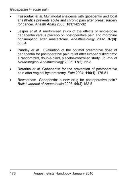 Anaesthetists Handbook - MEDICAL EDUCATION at University ...