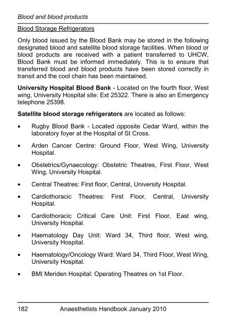 Anaesthetists Handbook - MEDICAL EDUCATION at University ...