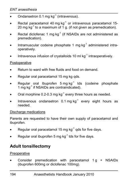 Anaesthetists Handbook - MEDICAL EDUCATION at University ...