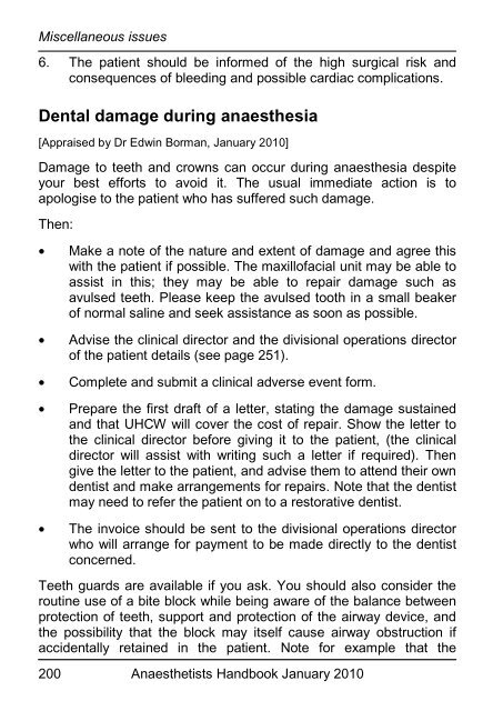 Anaesthetists Handbook - MEDICAL EDUCATION at University ...