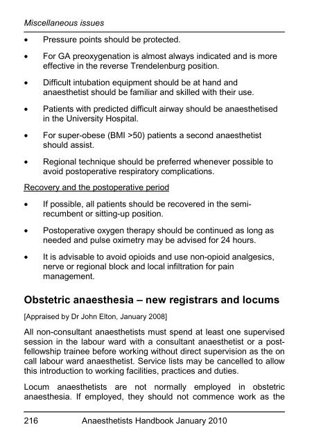 Anaesthetists Handbook - MEDICAL EDUCATION at University ...