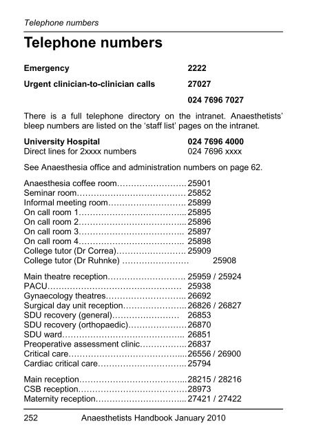 Anaesthetists Handbook - MEDICAL EDUCATION at University ...