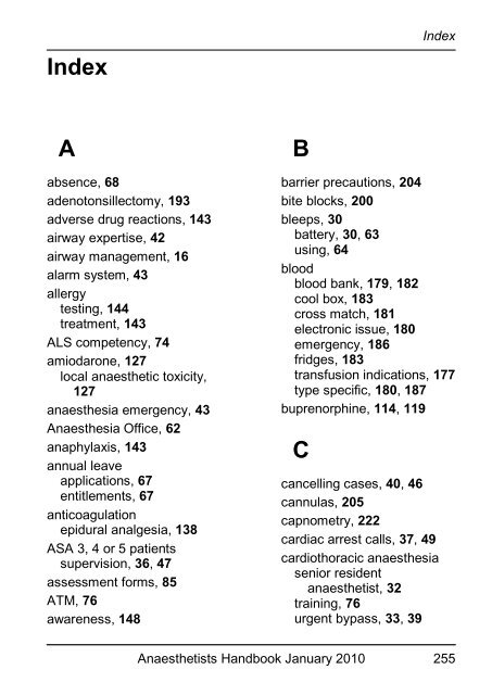 Anaesthetists Handbook - MEDICAL EDUCATION at University ...