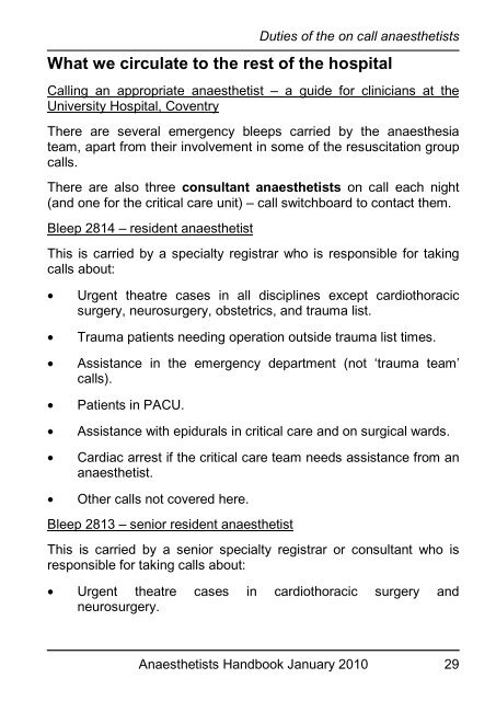 Anaesthetists Handbook - MEDICAL EDUCATION at University ...