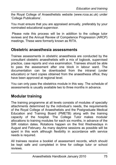 Anaesthetists Handbook - MEDICAL EDUCATION at University ...