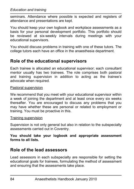 Anaesthetists Handbook - MEDICAL EDUCATION at University ...