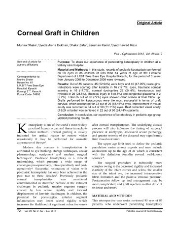 Corneal Graft in Children - Pakistan Journal of Ophthalmology