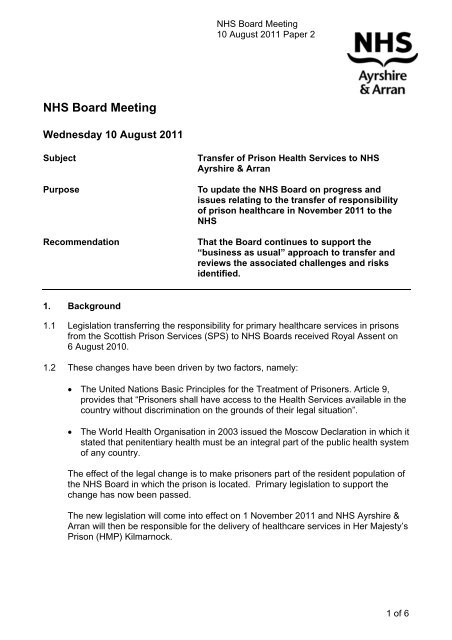 Paper 02 - NHS Ayrshire and Arran.