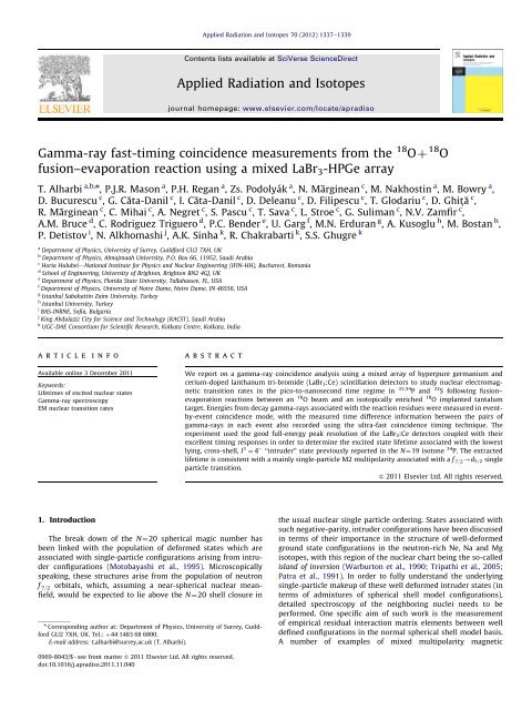 Applied Radiation and Isotopes - University of Surrey